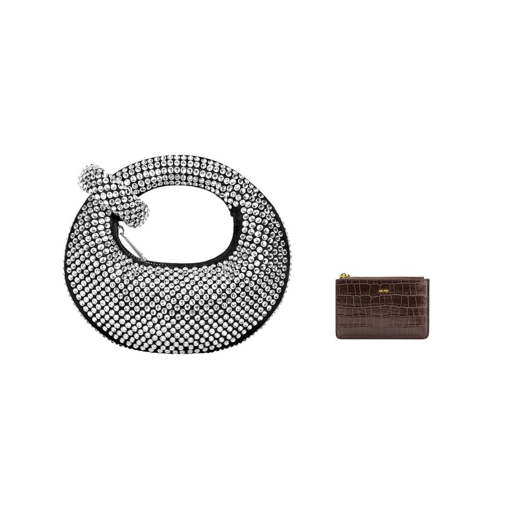 8029 Abacus Artificial Crystal Mini Top Handle Bag - Black Quinn Zipped